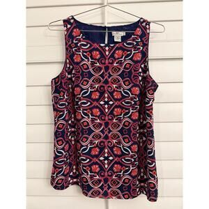 Vineyard Vines size zip tank top with a seashell pattern in blue pink and orange